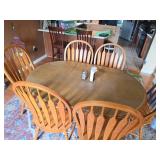 Oak Dining Table With Six Spindle Back Chairs