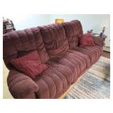 Three-Seat Brown Fabric Sofa with Cushions