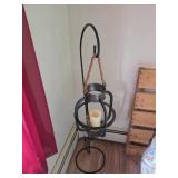 Metal Floor Candle Lantern with Rope Handle