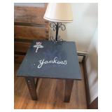 Yankees-Themed Side Table With Lamp