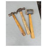 Three Assorted Wood Handled Hammers