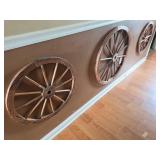 Three Decorative Wooden Wagon Wheels