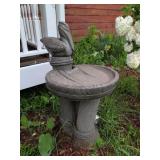 Concrete Birdbath with Pelican Sculpture