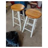 Wooden Bar Stools with White Legs