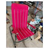 Red Folding Rocking Chair with Metal Frame