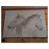 36" x 24" Canvas Drawing of Two Horses