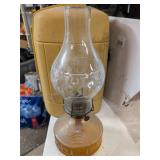 Glass Oil Lamp with Etched Chimney