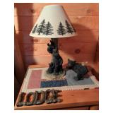 Lodge Bear Lamp and Figurine Set with Sign