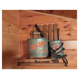 Wooden Wall Shelf with Old Pal Minnow Buckets