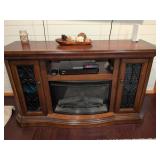 Wood Fireplace Unit with Cabinet, 60x20x35 in