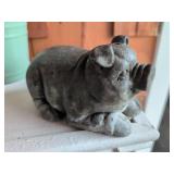 Cast Cement Pig Figurine, 7 Inches Long
