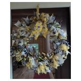 Bee-Themed 24" Wreath and 12" Welcome Sign