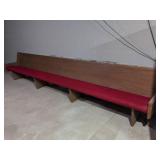 14-Foot Wood Church Pew with Red Upholstered