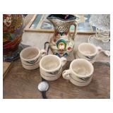 Southwestern Pottery Pitcher and Cups Set