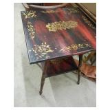 Floral Painted Wood Table, 23x23x29 Inches