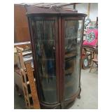 Curved Glass Oak China Cabinet 40x16x68