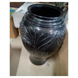 Black Pressed Glass Vase with Pattern