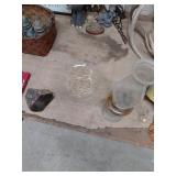 Decorative Oil Lamp and Glassware