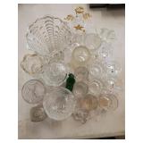 Clear and Green Glassware Lot