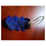 Blue Glass Bead Drawstring Purse