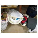 Lot: Luggage, Bags, Linens & Tins