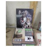 Sanus TV Wall Mount and Wolf Art