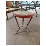 Antique Red Metal Milking Stool