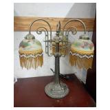 Three-Light Painted Glass Table Lamp, 22.5x17