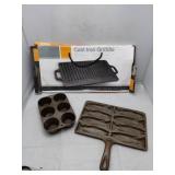Cast Iron Cookware Set, Griddle, Molds