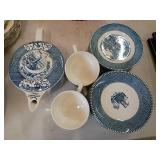 Blue and White Transferware China Set