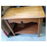 Oak Two-Tier Side Table with Drawer