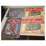 4 Metal Motorcycle-Themed Signs