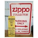 Zippo Collector Parking Only Metal Sign