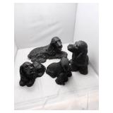 Four Black Dog Figurines