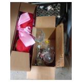 Glassware and Light Up Rose Wreath