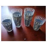 6 Neoclassical Motif Glass Tumblers