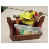 Wooden Caddy With Vintage Textile Tools