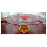 Amberina Glass Pedestal Cake Stand 13x5