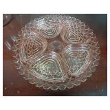 Pink Depression Glass 14 Inch Relish Tray Set