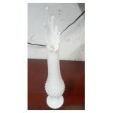 White Hobnail Milk Glass Vase 16.3x3