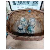 Woven Basket with Glass Insulators