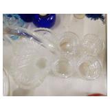 Pressed Glass Basket and 4 France Tumblers