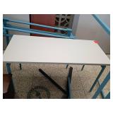 White Tabletop with Blue Metal Frame, 54 x 24