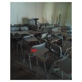 Ten Gray Student Desks