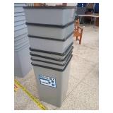 Stack of Gray Garbage Cans, 18x18x30 Inches