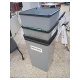 Stack of Gray Garbage Cans 18.5x18.5x30 In