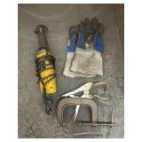 DeWalt Grinder With Clamps and Work Gloves