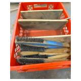 Wire Brushes in Red Plastic Crate