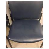 Five Blue Vinyl Stackable Chairs