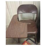 Brown Metal Folding Chair with Writing Table